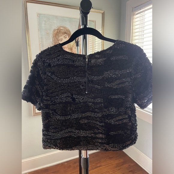 Black sequin crop top. Size XS. - Picture 2 of 2